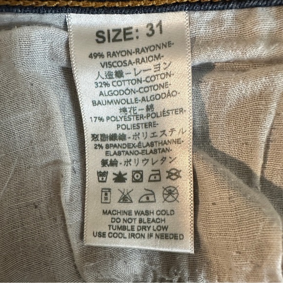 Free People Jeans Womens 31 Blue Vintage Straight Fit Whiskering Distressed - Picture 7 of 11